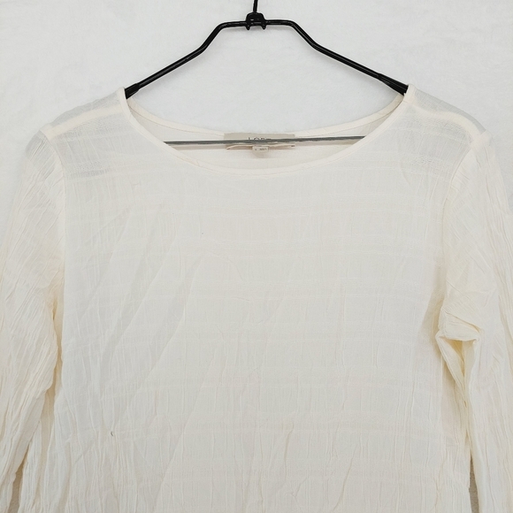 LOFT Cream Rayon Sheer Long Sleeve Ruffle Blouse 5093 - Picture 2 of 8